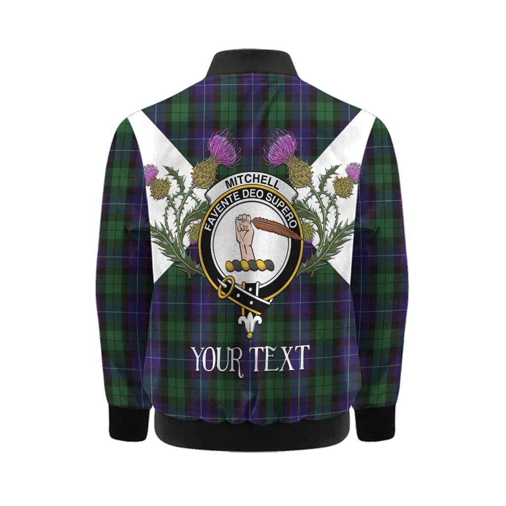Mitchell Tartan Family Crest Kid Bomber Jacket Scottish Burns Night Thistle Floral