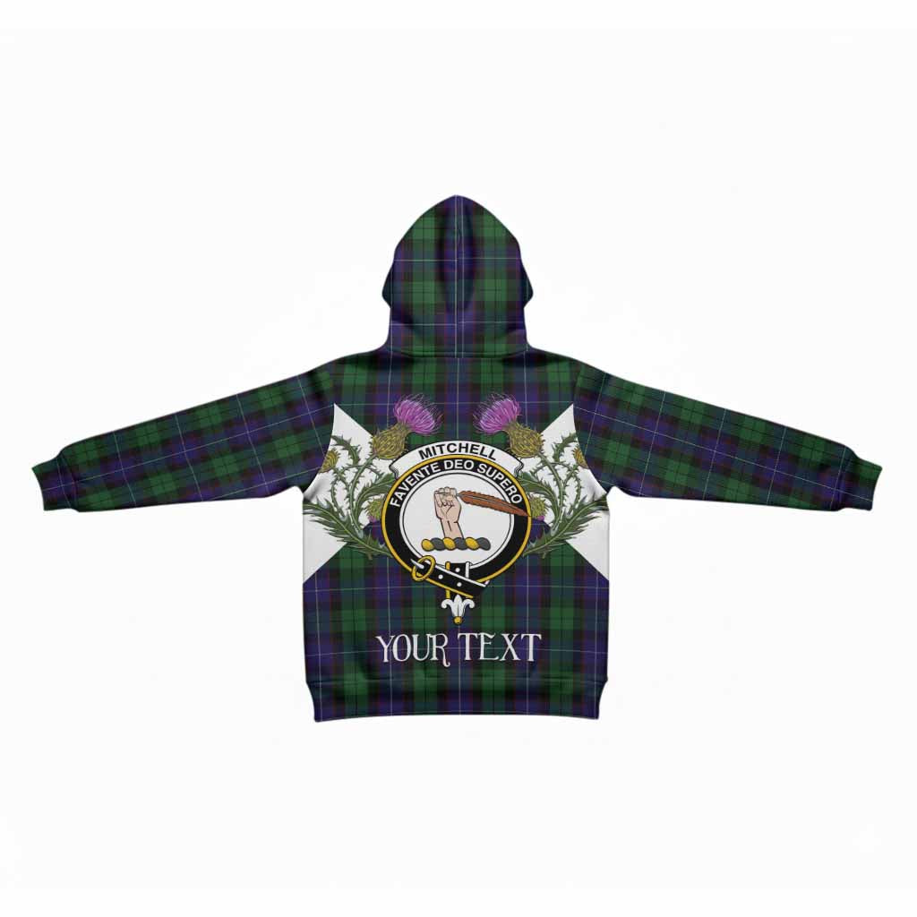 Mitchell Tartan Family Crest Kid Hoodie Scottish Burns Night Thistle Floral