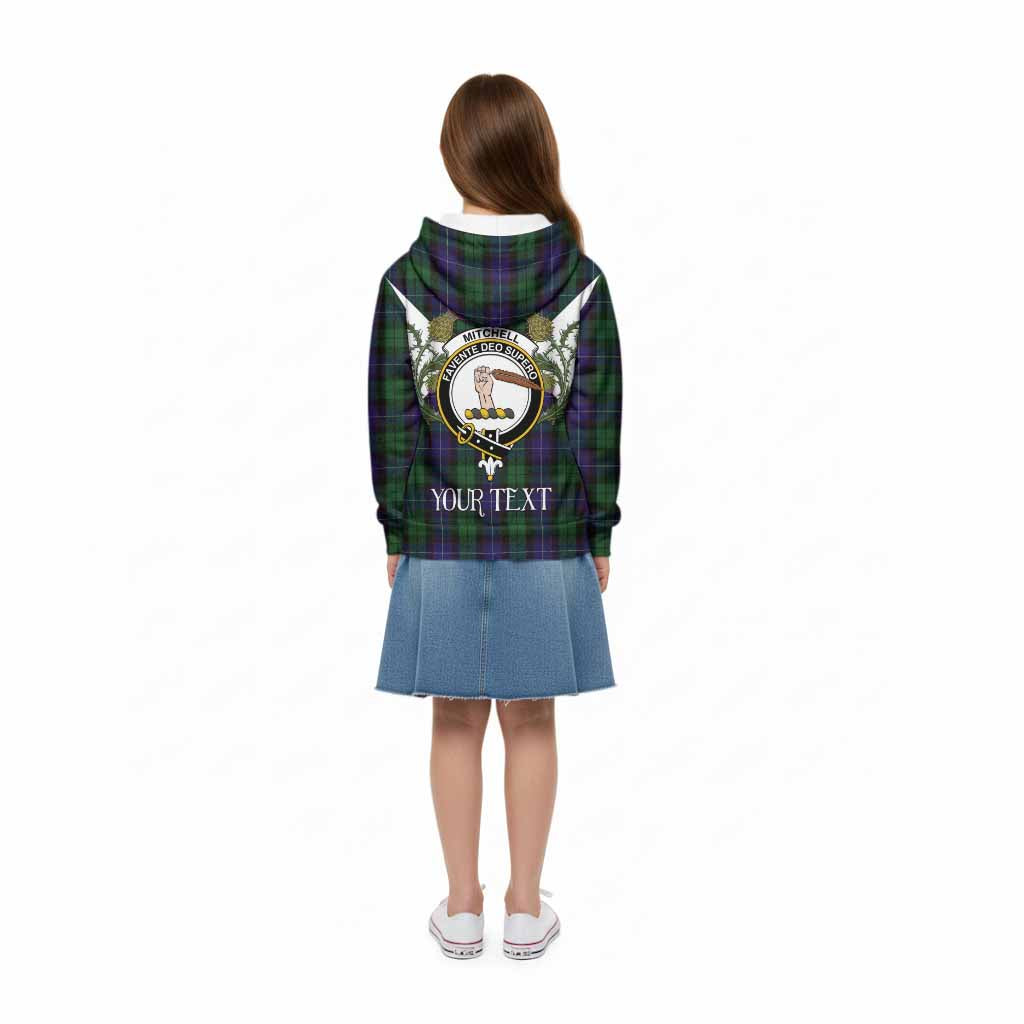 Mitchell Tartan Family Crest Kid Hoodie Scottish Burns Night Thistle Floral
