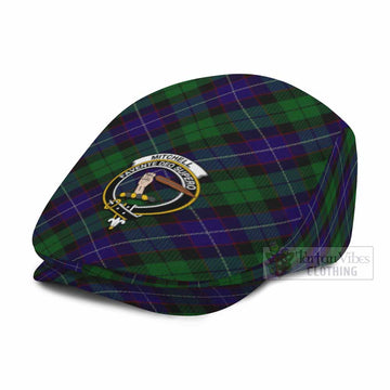 Mitchell Tartan Flat Cap, Jeff Cap Cross Style with Family Crest