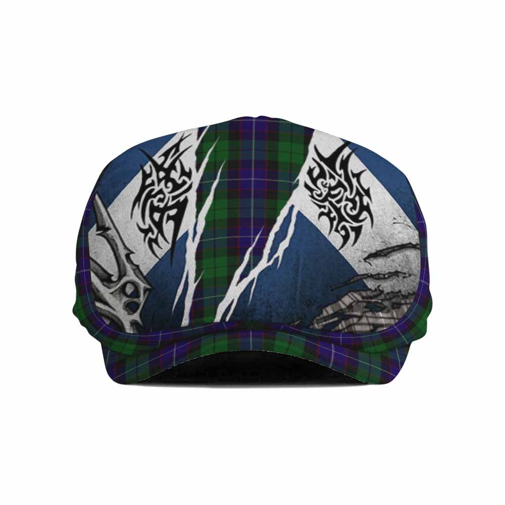 Mitchell Tartan Flat Cap, Jeff Cap Scotland Flag Ripped Tribal Design
