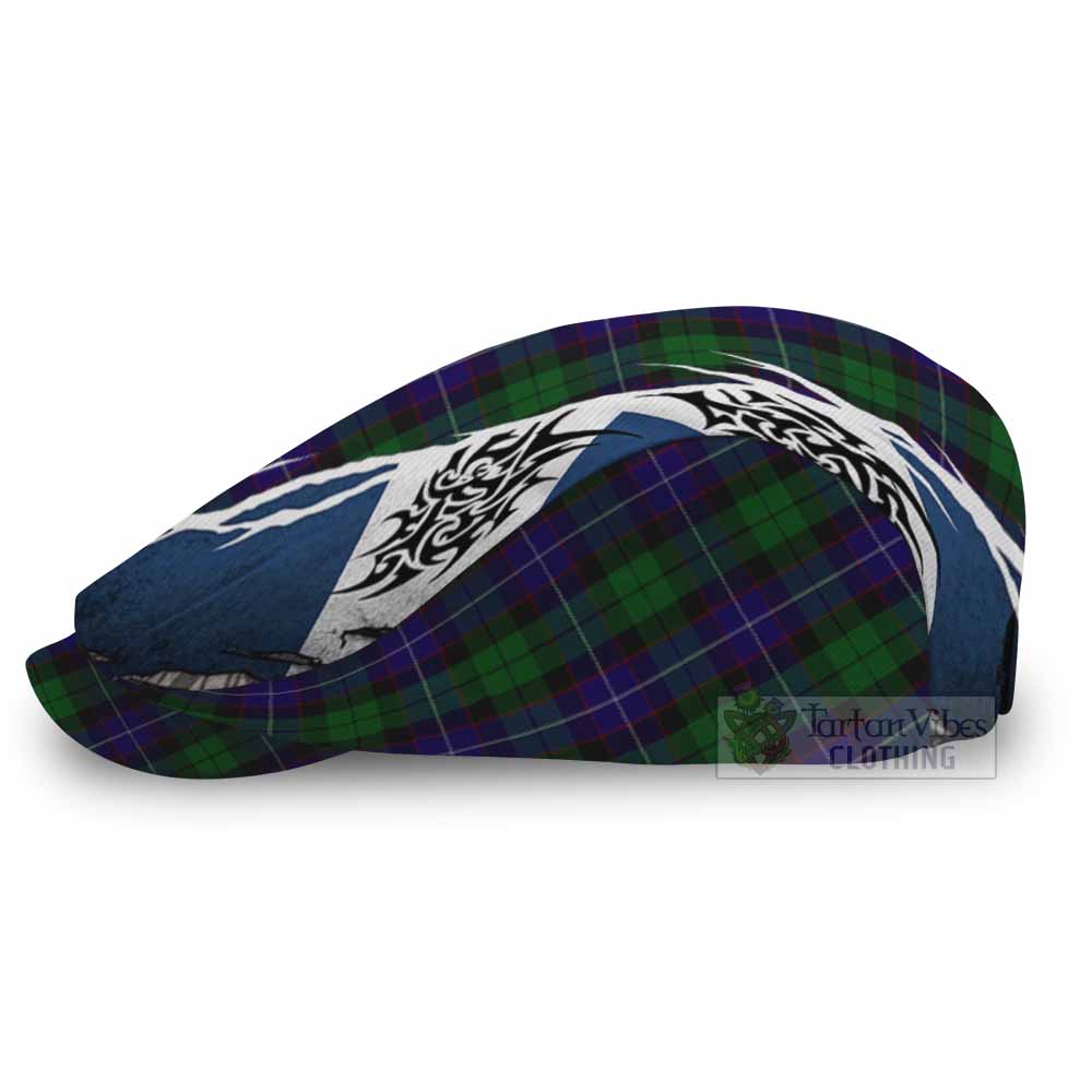 Mitchell Tartan Flat Cap, Jeff Cap Scotland Flag Ripped Tribal Design