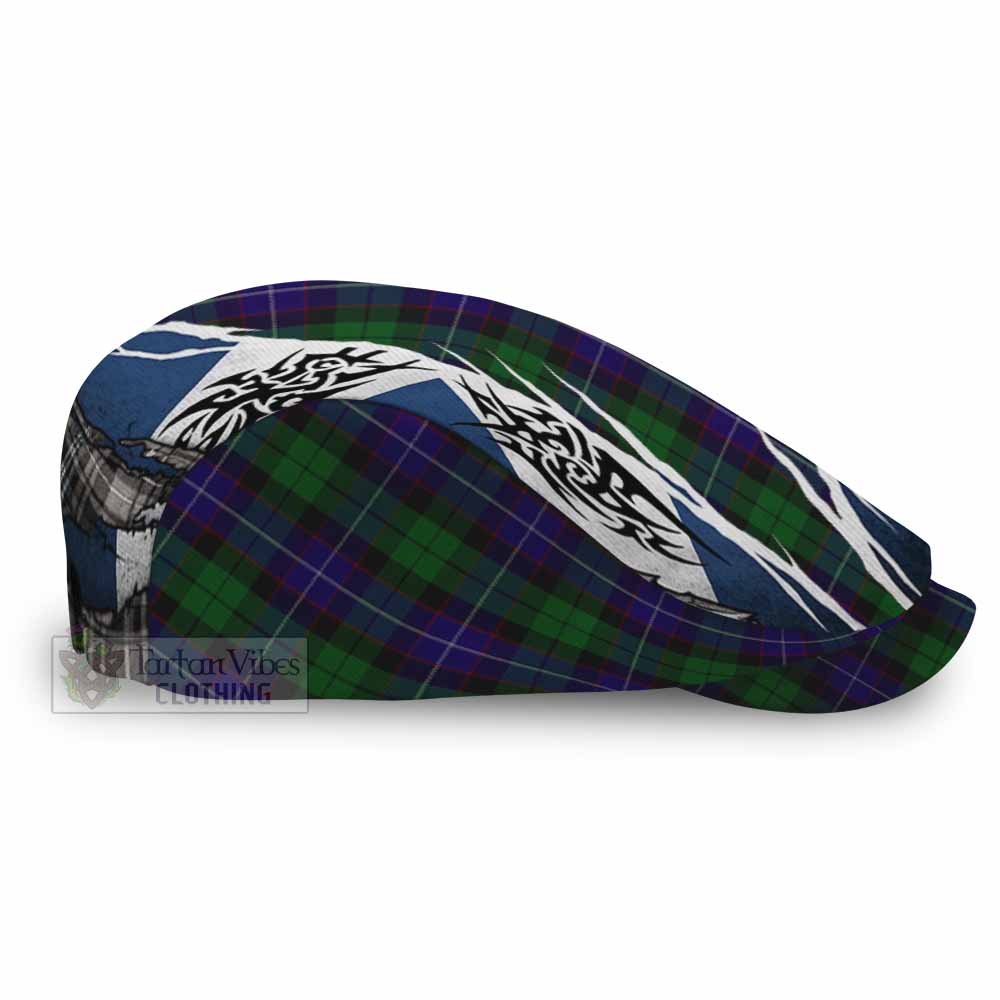 Mitchell Tartan Flat Cap, Jeff Cap Scotland Flag Ripped Tribal Design