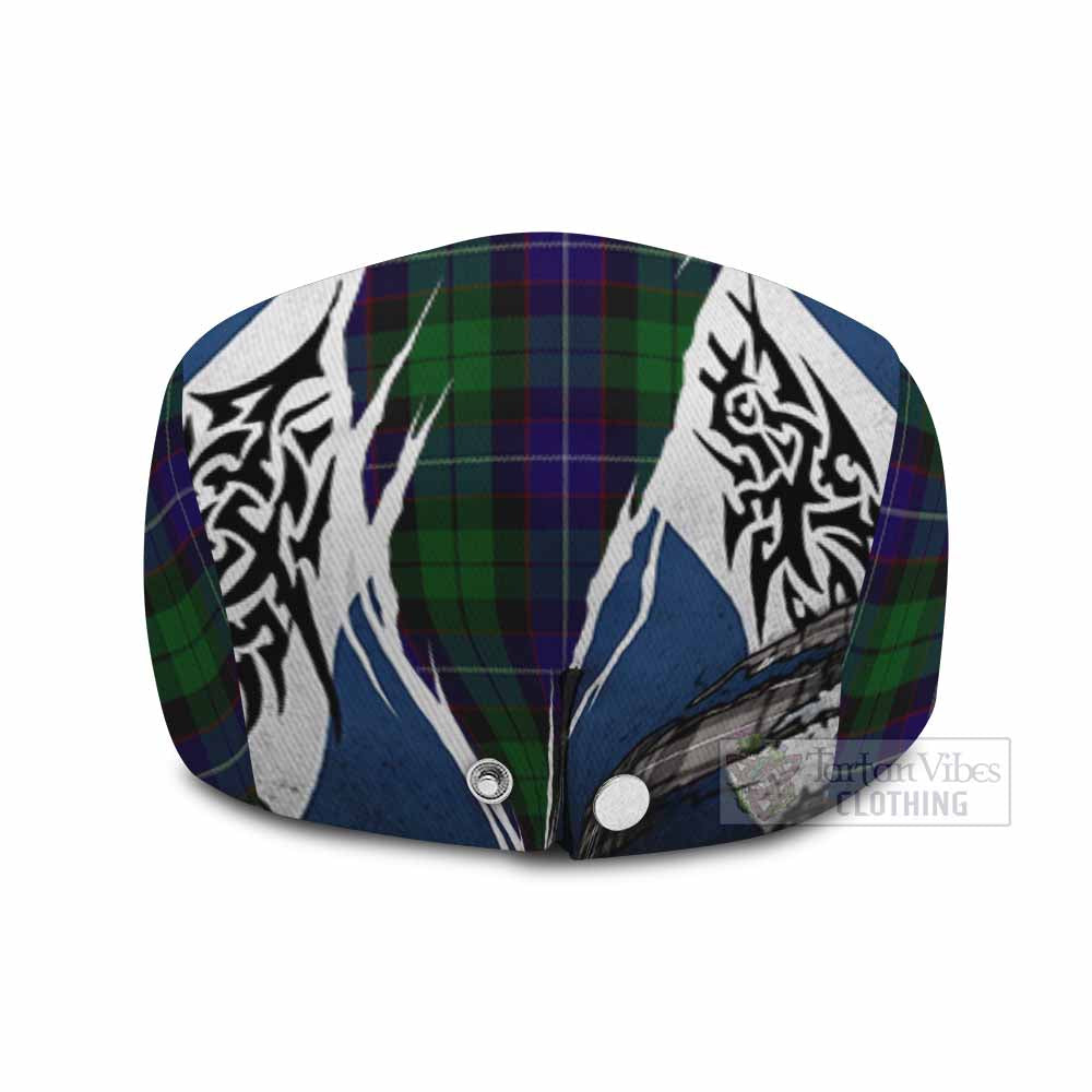 Mitchell Tartan Flat Cap, Jeff Cap Scotland Flag Ripped Tribal Design