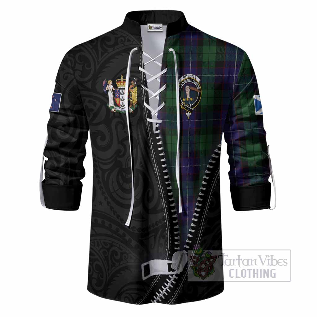Mitchell Tartan Ghillie Shirt New Zealand Pattern Unique Zipper Stylized