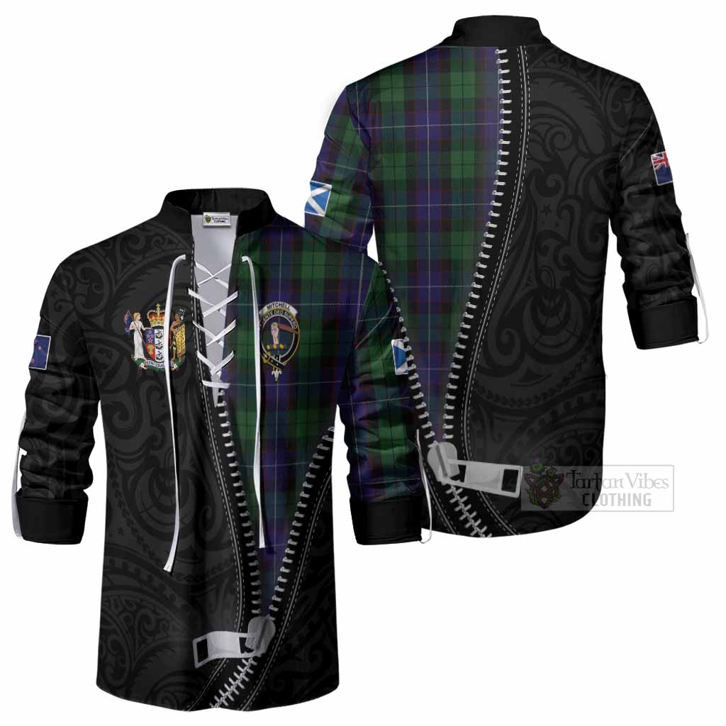 Mitchell Tartan Ghillie Shirt New Zealand Pattern Unique Zipper Stylized