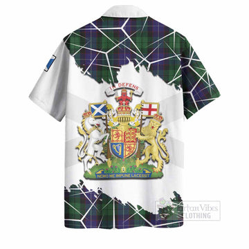 Mitchell Tartan Hawaiian Shirt with Family Crest and Lion Rampant Grunge Style