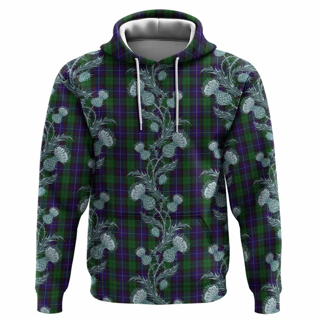 Mitchell Tartan Hoodie Seamless Scottish Thistle Flowers