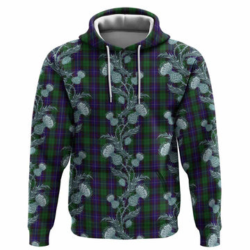 Mitchell Tartan Hoodie Seamless Scottish Thistle Flowers