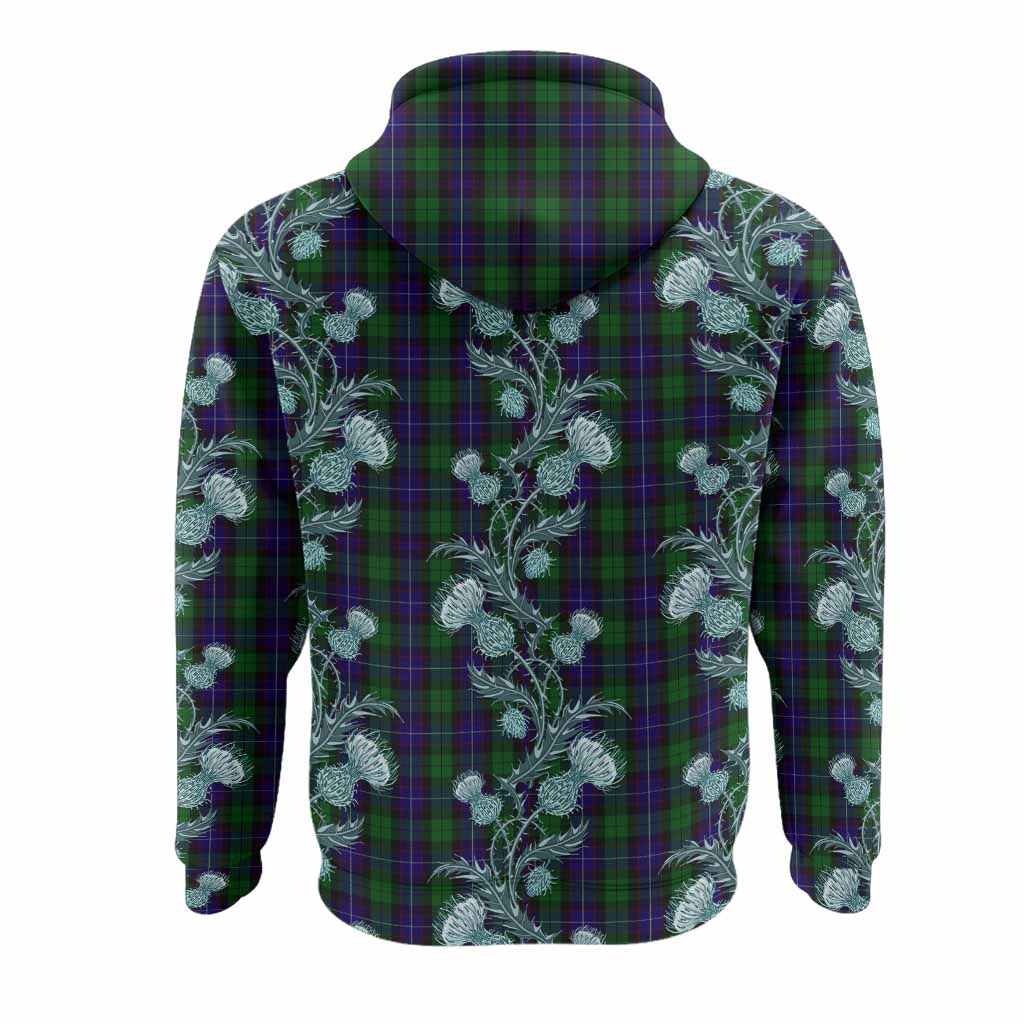 Mitchell Tartan Hoodie Seamless Scottish Thistle Flowers