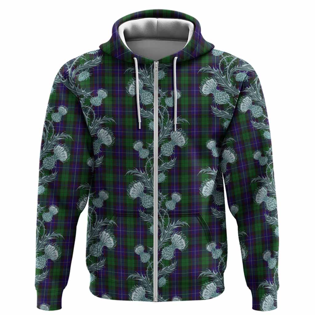 Mitchell Tartan Hoodie Seamless Scottish Thistle Flowers