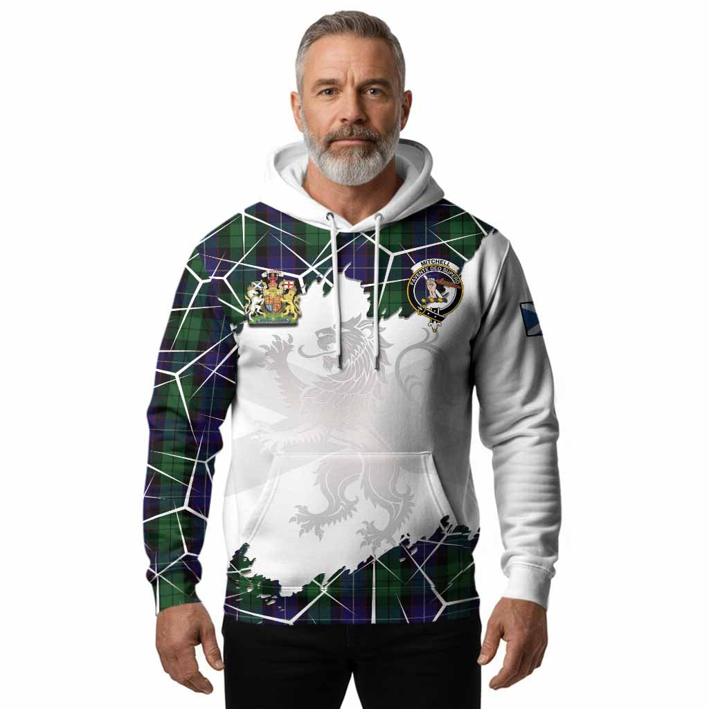 Mitchell Tartan Hoodie with Family Crest and Lion Rampant Grunge Style