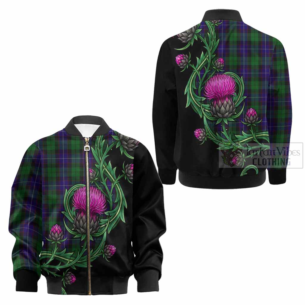 Mitchell Tartan Kid Bomber Jacket Resilient Scottish Thistle - Tartan Vibes Clothing