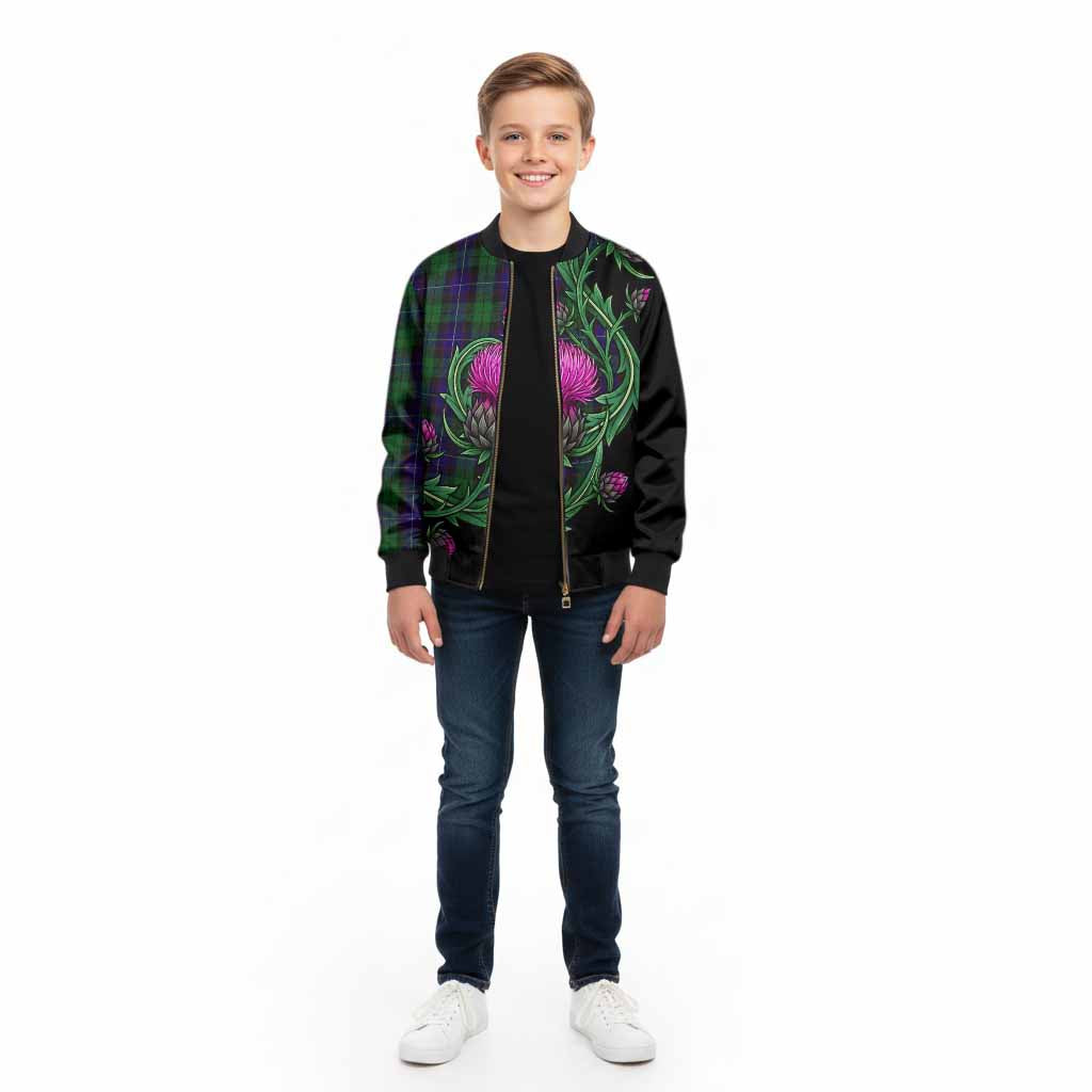 Mitchell Tartan Kid Bomber Jacket Resilient Scottish Thistle - Tartan Vibes Clothing