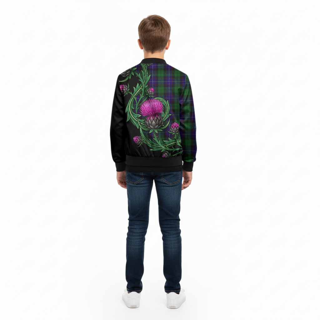 Mitchell Tartan Kid Bomber Jacket Resilient Scottish Thistle - Tartan Vibes Clothing