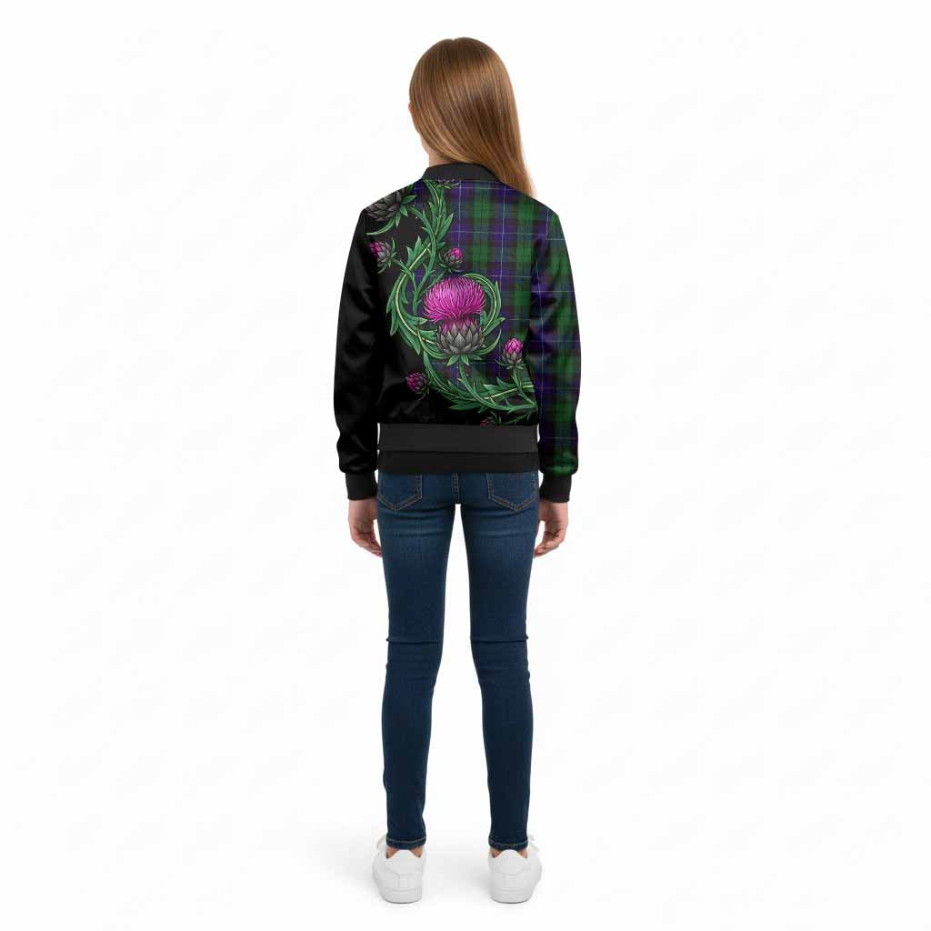 Mitchell Tartan Kid Bomber Jacket Resilient Scottish Thistle - Tartan Vibes Clothing