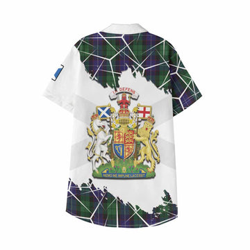 Mitchell Tartan Kid Hawaiian Shirt with Family Crest and Lion Rampant Grunge Style