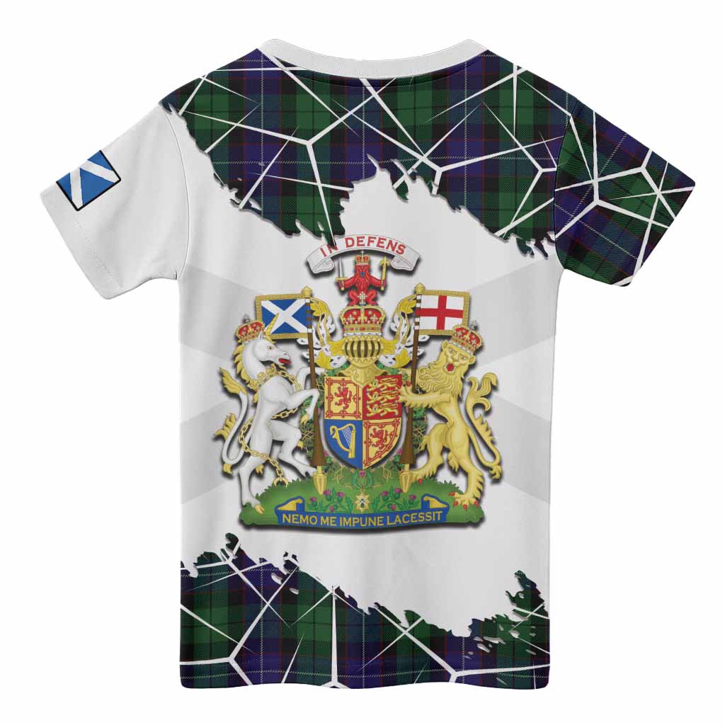 Mitchell Tartan Kid T-shirt with Family Crest and Lion Rampant Grunge Style