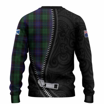 Mitchell Tartan Knitted Sweater New Zealand Pattern Unique Zipper Stylized