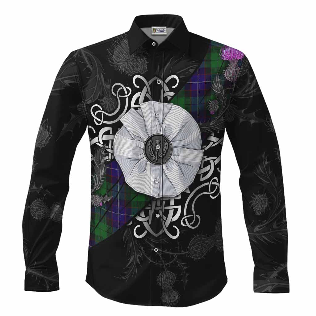 Mitchell Tartan Long Sleeve Button Shirts Jacobite White Rose Men's Shirt S - Tartan Vibes Clothing