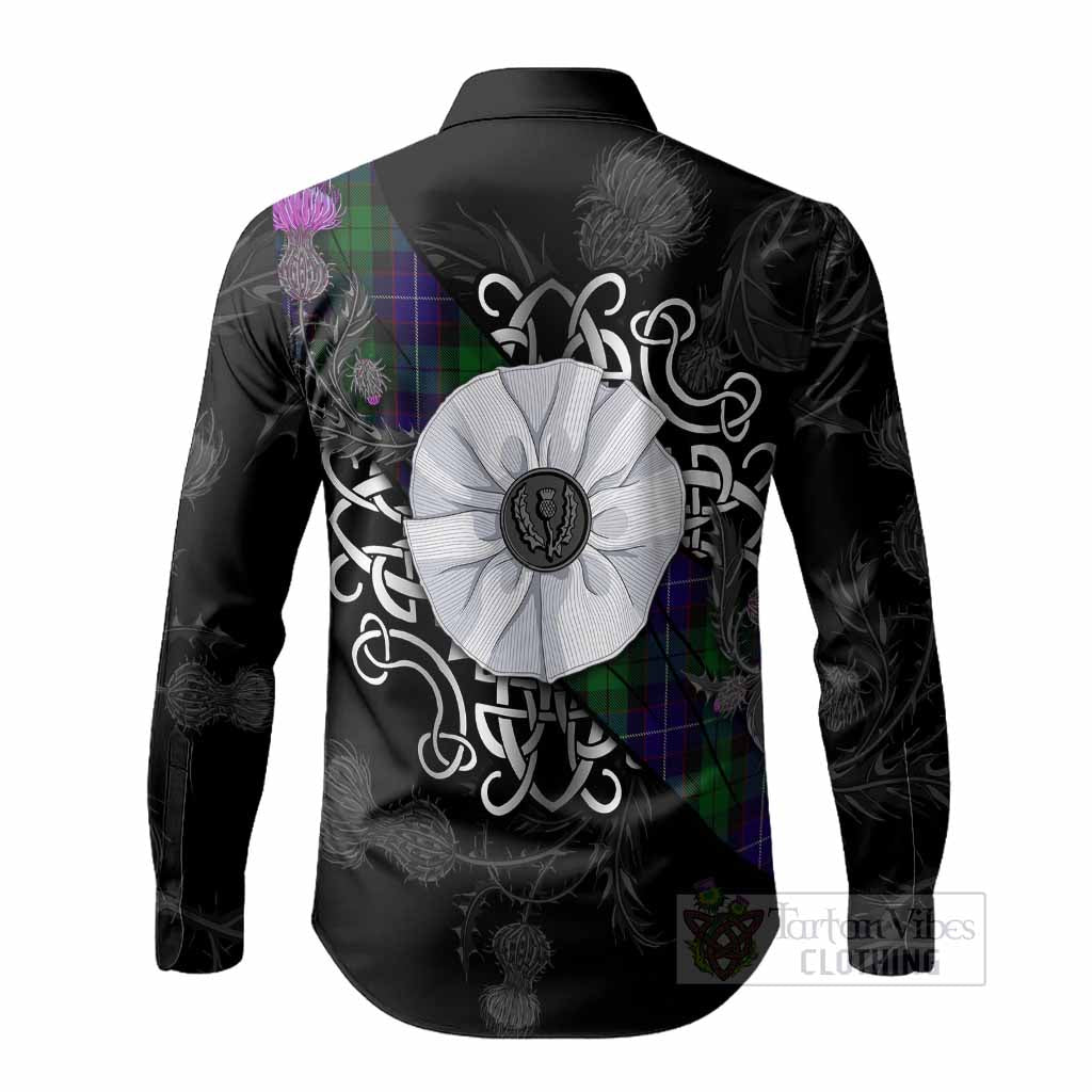 Mitchell Tartan Long Sleeve Button Shirts Jacobite White Rose - Tartan Vibes Clothing