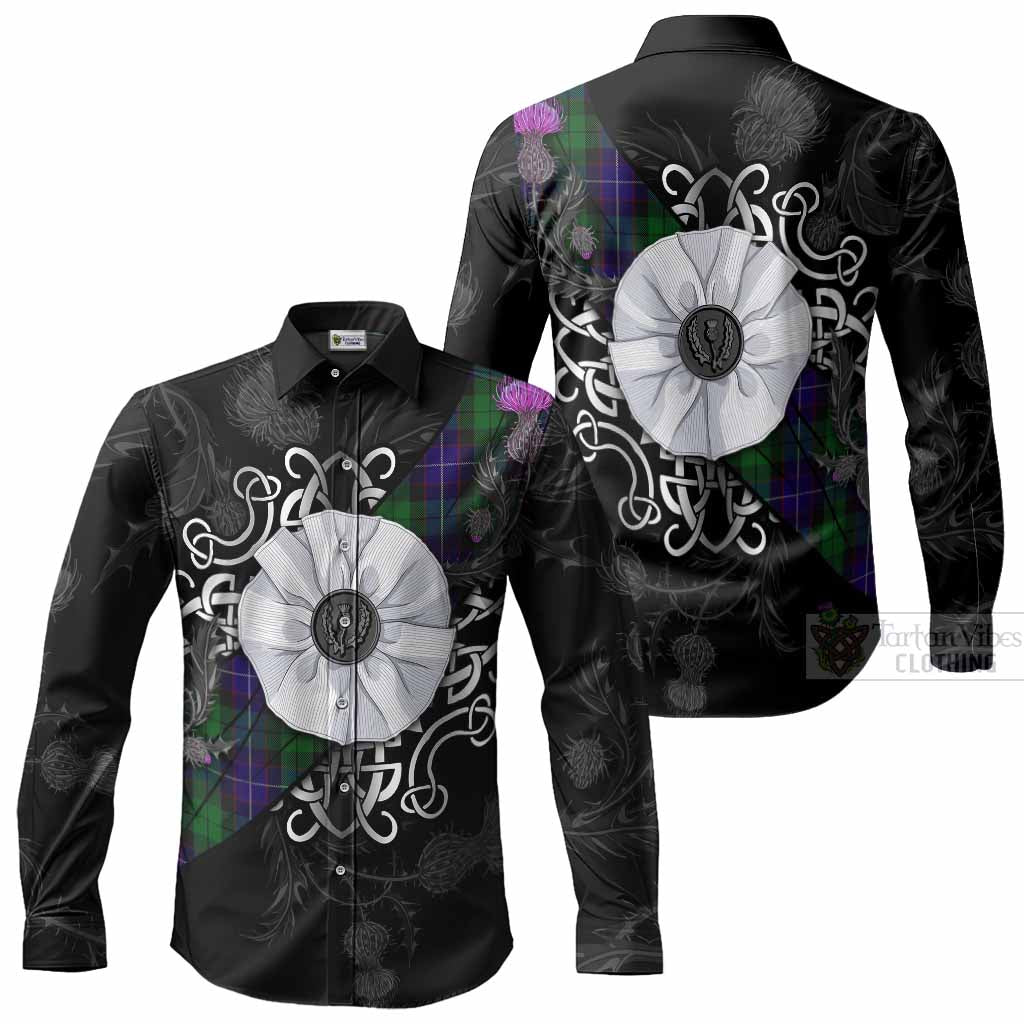 Mitchell Tartan Long Sleeve Button Shirts Jacobite White Rose Men's Shirt - Tartan Vibes Clothing