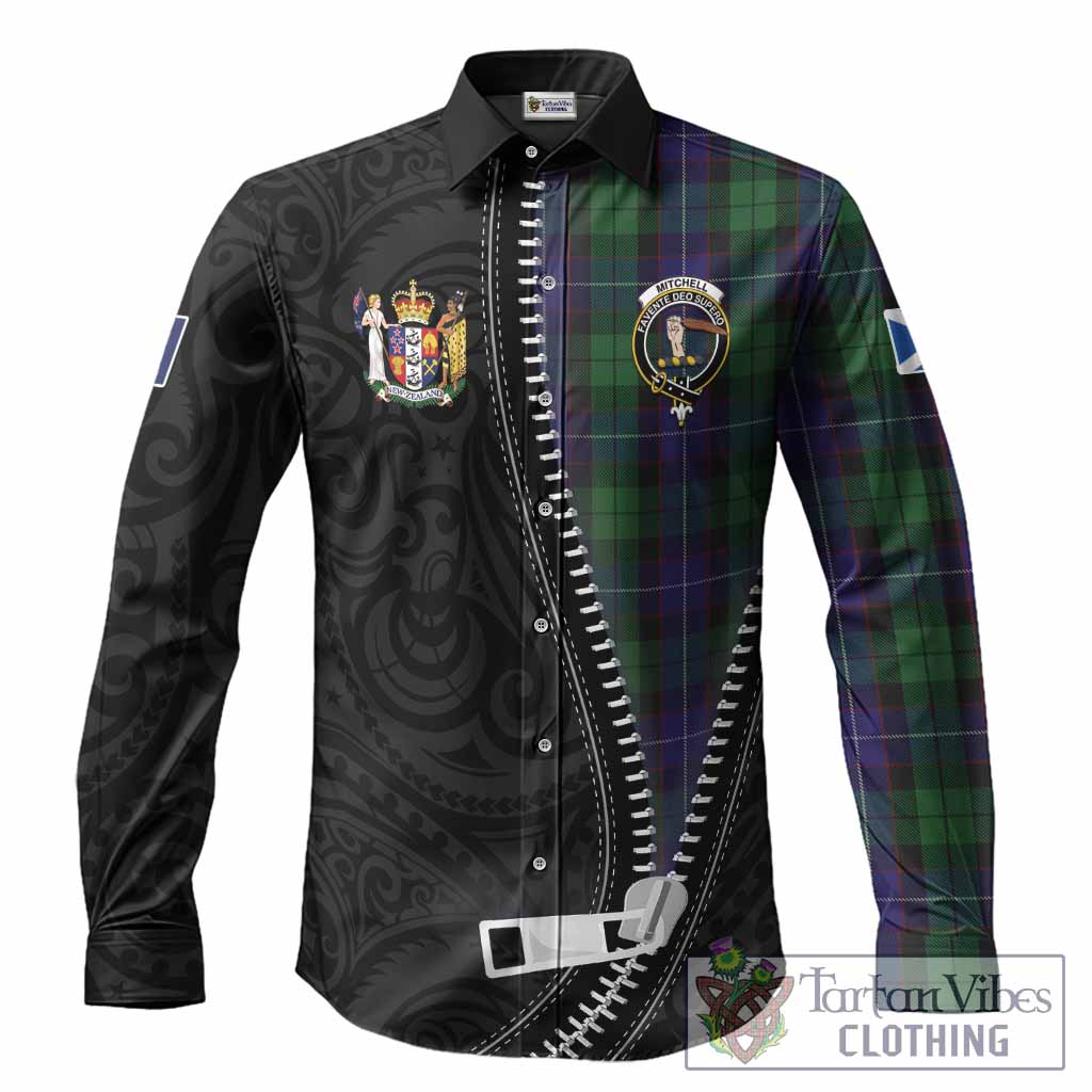Mitchell Tartan Long Sleeve Button Shirts New Zealand Pattern Unique Zipper Stylized