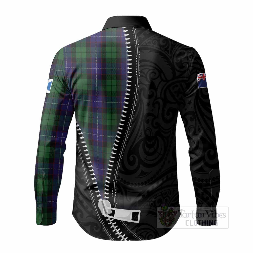 Mitchell Tartan Long Sleeve Button Shirts New Zealand Pattern Unique Zipper Stylized