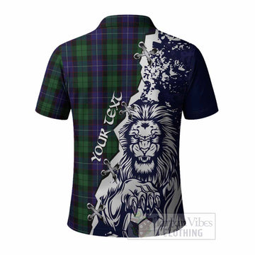 Mitchell Tartan Scottish Polo Shirt Angry Lion With Soccer Ball Style