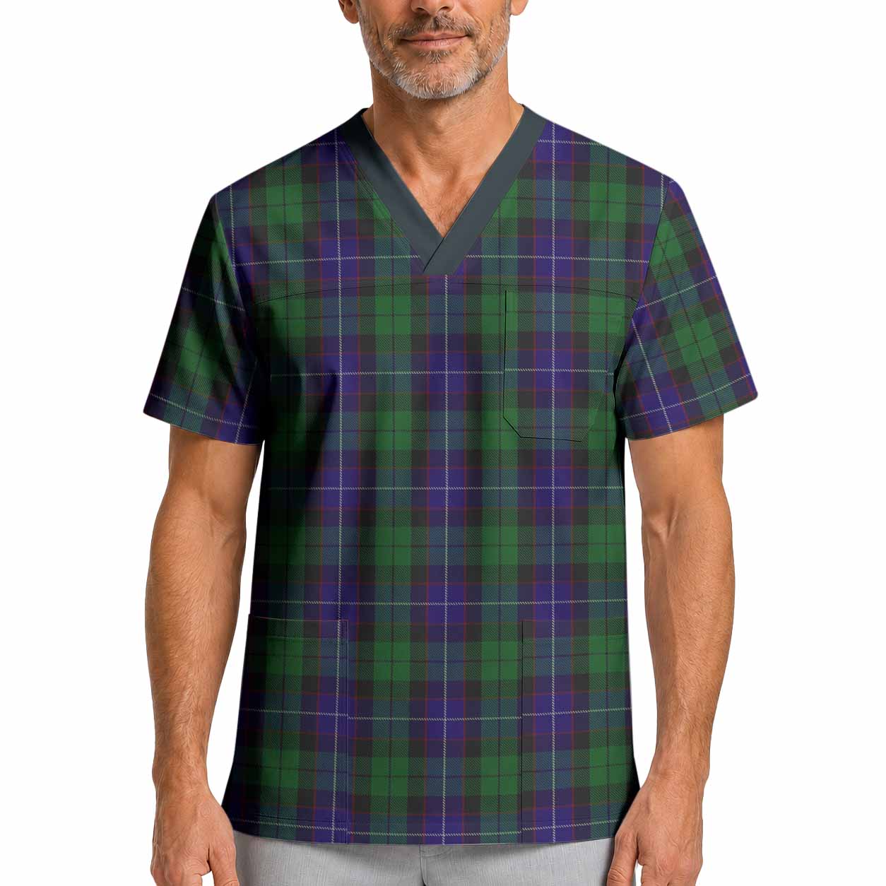 Mitchell Tartan Scrub Top XL - Tartan Vibes Clothing