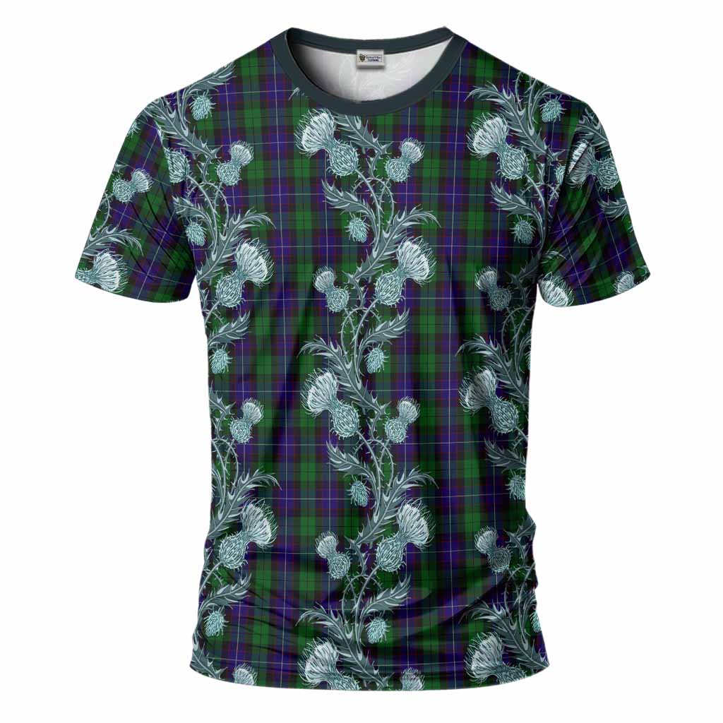 Mitchell Tartan T-Shirt Seamless Scottish Thistle Flowers