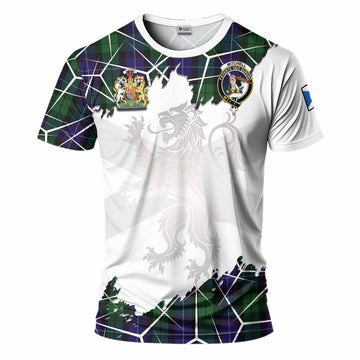 Mitchell Tartan T-Shirt with Family Crest and Lion Rampant Grunge Style