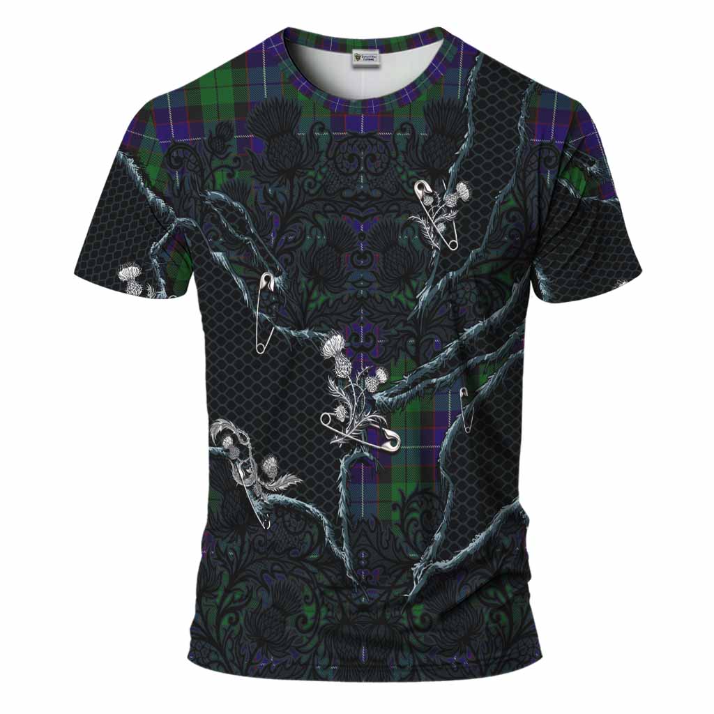 Mitchell Tartan Thistle Dark Gothic T-Shirt Kid's Shirt - Tartan Vibes Clothing