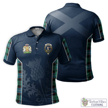 Mitchell Ancient Tartan Men's Polo Shirt with Family Crest and Scottish Thistle Vibes Sport Style