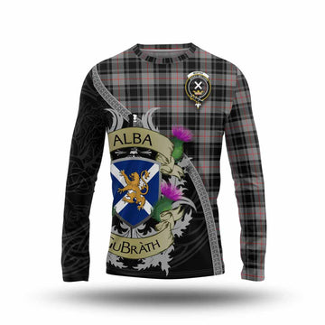 Tartan Vibes Clothing Moffat Tartan Family Crest Long Sleeve T-Shirt Lion Rampant Royal Thistle Shield Celtic Inspired