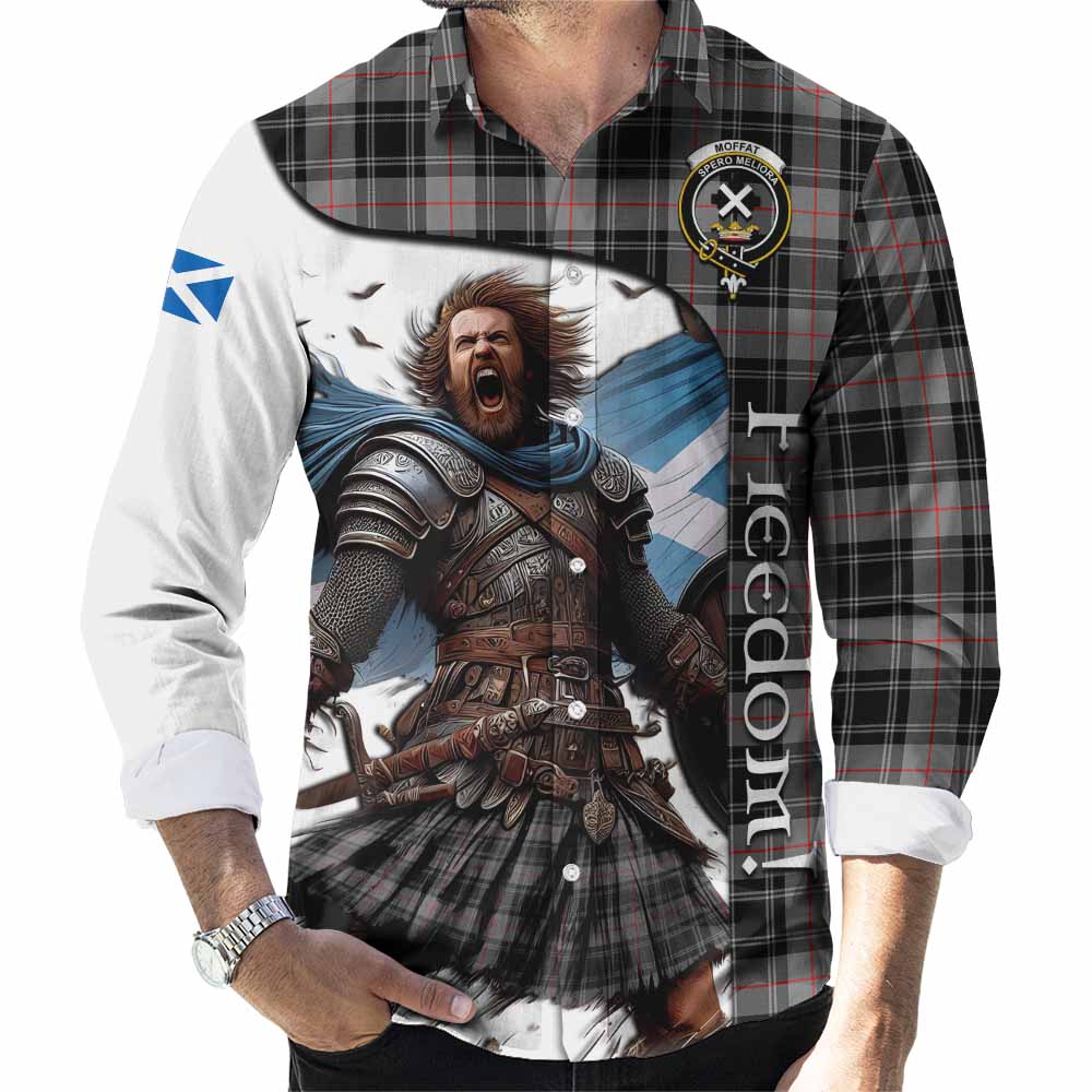 Tartan Vibes Clothing Moffat Crest Tartan Long Sleeve Button Shirt Inspired by the Freedom of Scottish Warrior