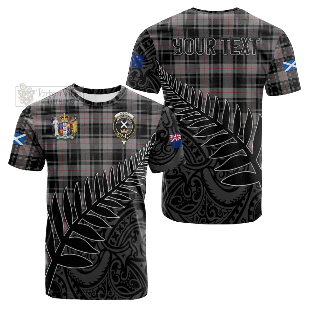 Tartan Vibes Clothing Moffat Crest Tartan Cotton T-shirt with New Zealand Silver Fern Half Style