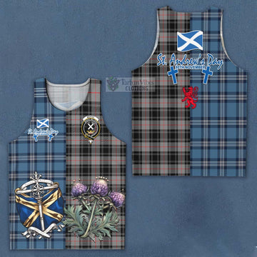 Tartan Vibes Clothing Moffat Tartan Men's Tank Top Happy St. Andrew's Day Half Tartan Style