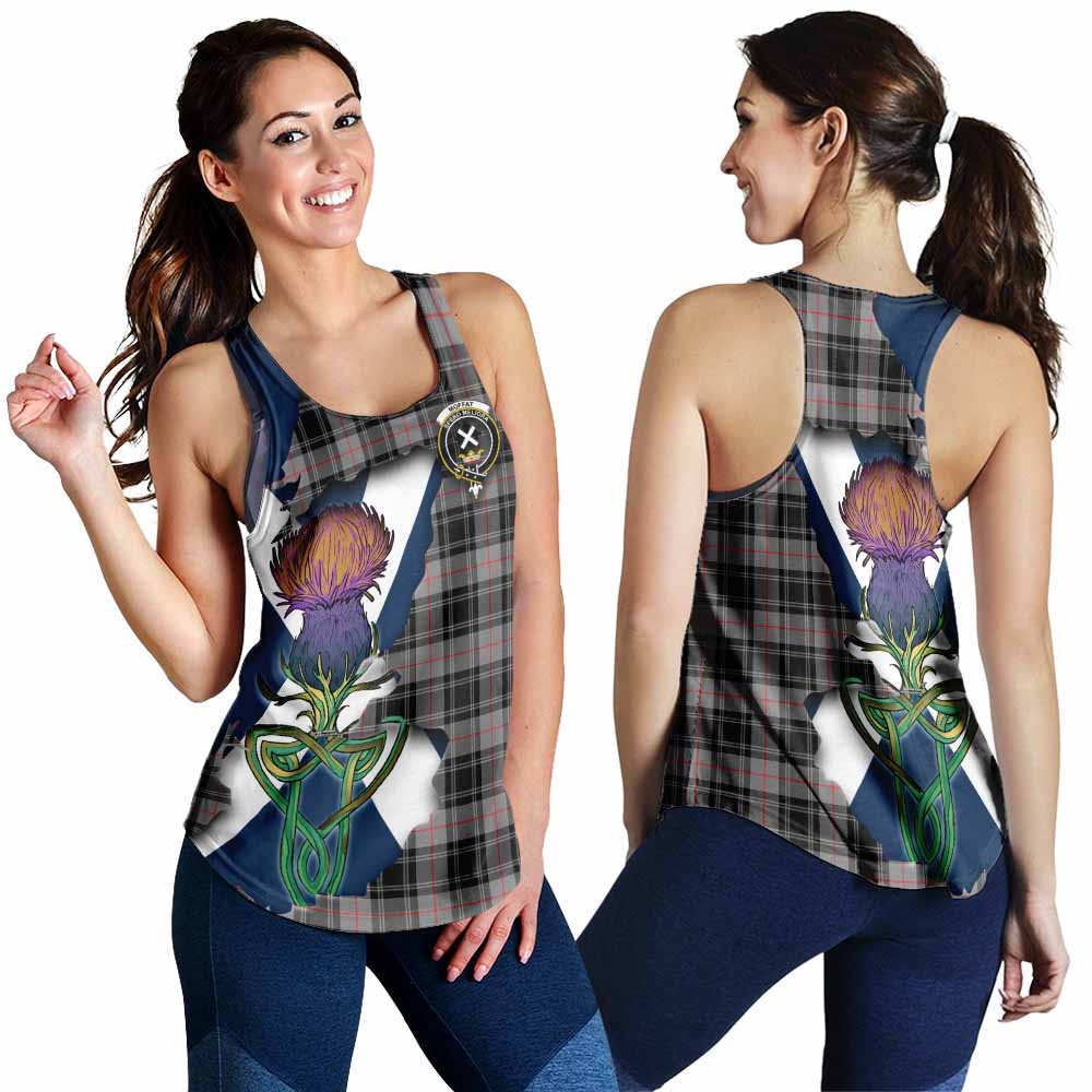 Tartan Vibes Clothing Moffat Tartan Family Crest Women's Racerback Tanks Scottish Thistle Celtic Inspired
