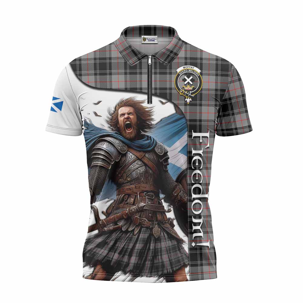 Tartan Vibes Clothing Moffat Crest Tartan Zipper Polo Shirt Inspired by the Freedom of Scottish Warrior