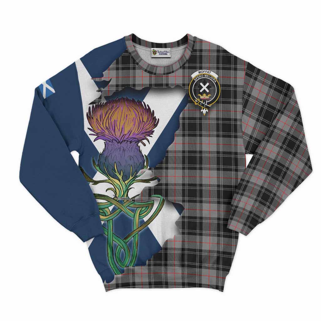 Tartan Vibes Clothing Moffat Tartan Family Crest Sweatshirt Scottish Thistle Celtic Inspired