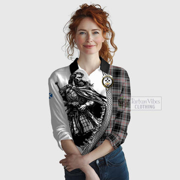Tartan Vibes Clothing Moffat Tartan Clan Crest Women's Casual Shirt with Highlander Warrior Celtic Style