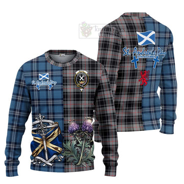 Tartan Vibes Clothing Moffat Tartan Knitted Sweater Happy St. Andrew's Day Half Tartan Style