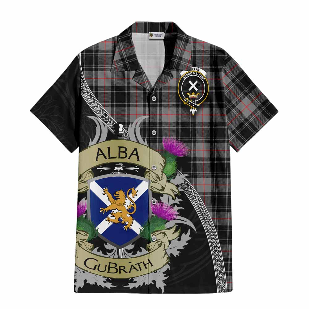 Tartan Vibes Clothing Moffat Tartan Family Crest Short Sleeve Button Shirt Lion Rampant Royal Thistle Shield Celtic Inspired