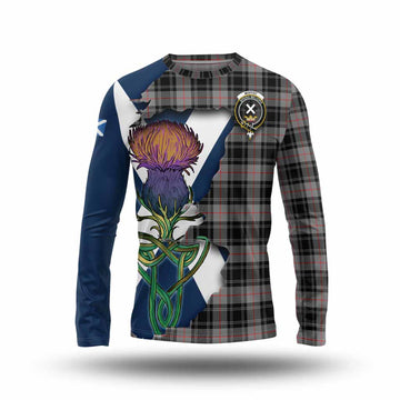Tartan Vibes Clothing Moffat Tartan Family Crest Long Sleeve T-Shirt Scottish Thistle Celtic Inspired