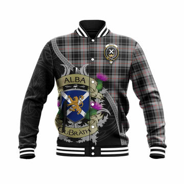 Tartan Vibes Clothing Moffat Tartan Family Crest Baseball Jacket Lion Rampant Royal Thistle Shield Celtic Inspired