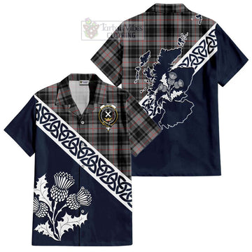Moffat Tartan Hawaiian Shirt Featuring Thistle and Scotland Map