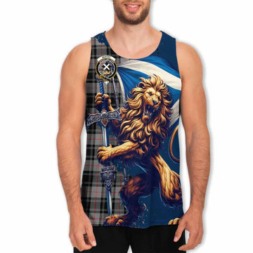 Tartan Vibes Clothing Moffat Tartan Family Crest Men's Tank Top with Scottish Majestic Lion