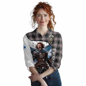 Tartan Vibes Clothing Moffat Crest Tartan Women's Casual Shirt Inspired by the Freedom of Scottish Warrior