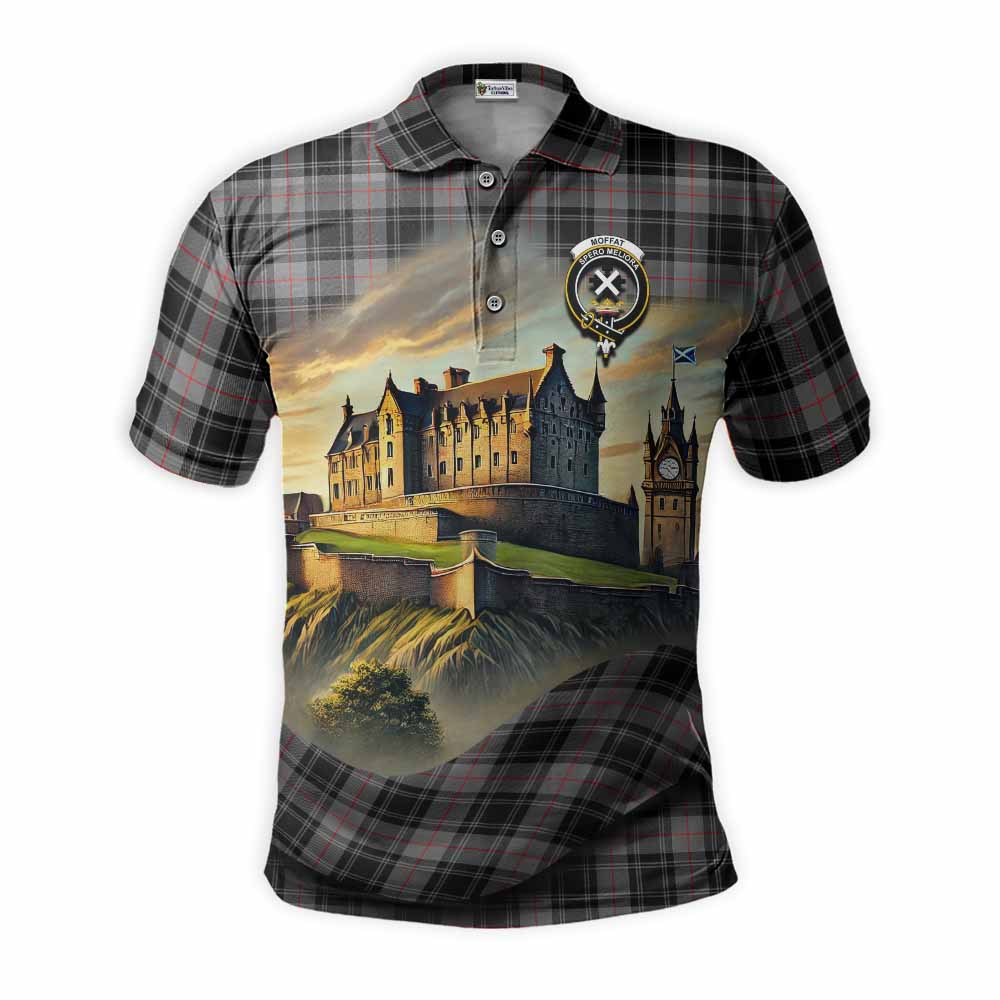 Tartan Vibes Clothing Moffat Tartan Family Crest Polo Shirt with Scottish Ancient Castle Stype